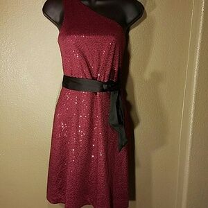 NWT Max & Cleo one shoulder sparkle dress sz 8